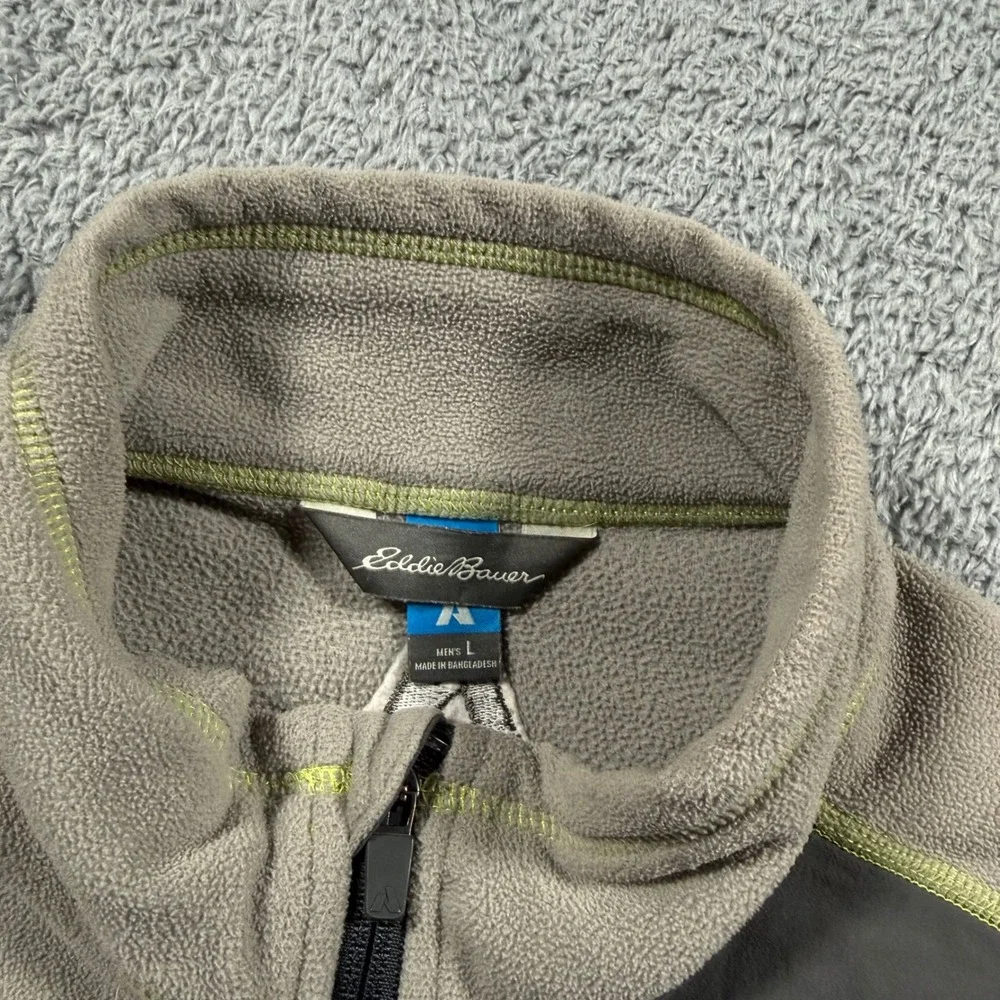 Eddie Bauer First Ascent Mens Large Gray Fleece‎ Full Zip Vest Hiking Outdoor